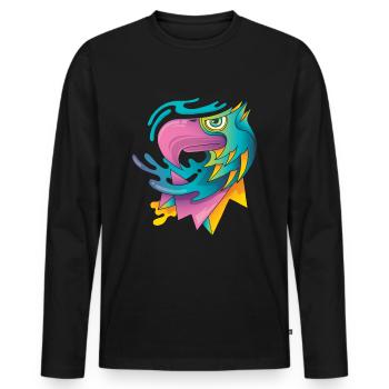 Tête d'aigle graphique moderne pop art - T-shirt manches longues Premium bio Homme - noir - Devant - Nico (187cm)
