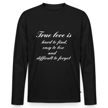 True love is .. - Männer Premium Bio Langarmshirt - Schwarz - Vorne - Nico (187cm)