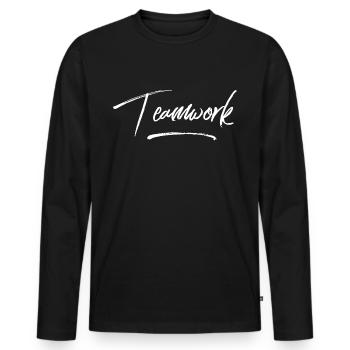Teamwork - Männer Premium Bio Langarmshirt - Schwarz - Vorne - Nico (187cm)