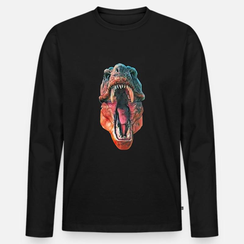 T-Rex - Männer Premium Bio Langarmshirt - Schwarz