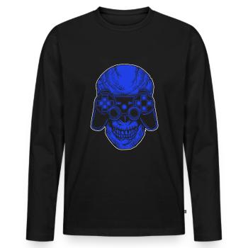 Cadeau de crâne de contrôleur de manette de jeu - T-shirt manches longues Premium bio Homme - noir - Devant - Nico (187cm)