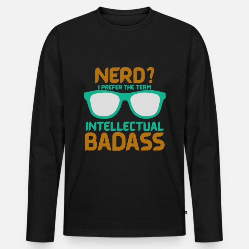 nerd - Männer Premium Bio Langarmshirt - Schwarz