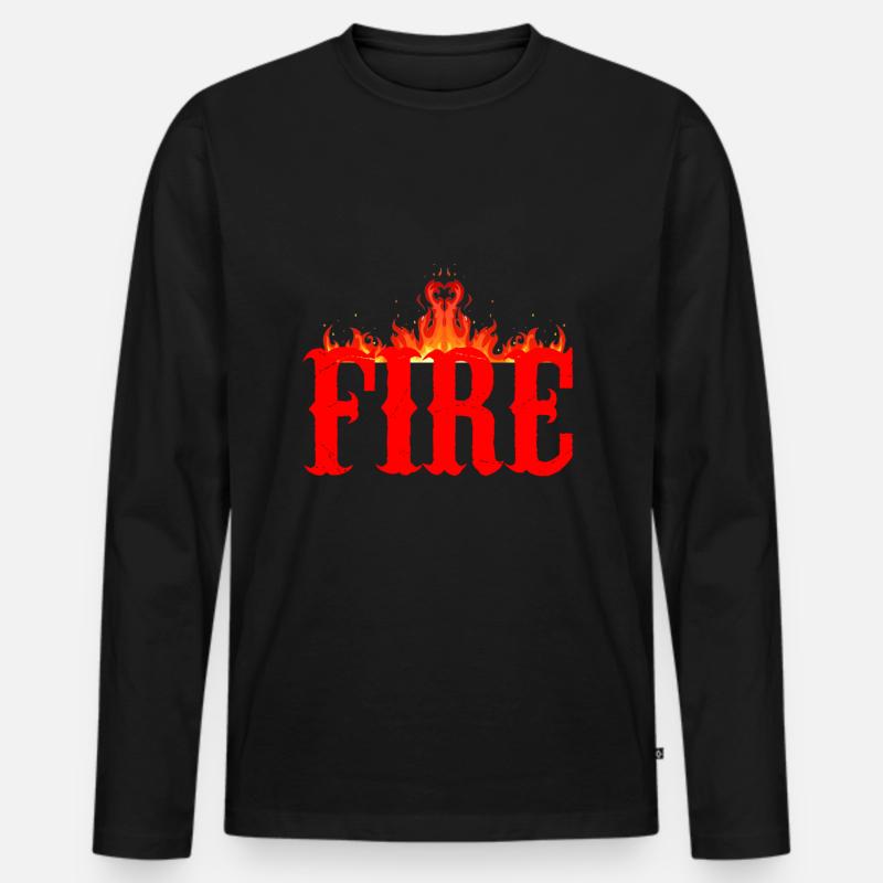Fire - Männer Premium Bio Langarmshirt - Schwarz