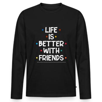 Amis Amis Amis Cadeau idée friends - T-shirt manches longues Premium bio Homme - noir - Devant - Nico (187cm)