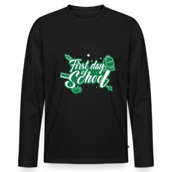 Scolarisation - premier jour d'école - T-shirt manches longues Premium bio Homme - noir - Devant - Nico (187cm)