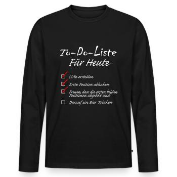 To Do List for Today - Men's Premium Organic Long Sleeve Shirt - black - Front - Nico (187cm)