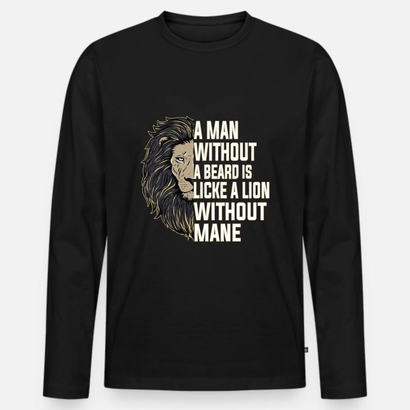 Beard Lion Man - Männer Premium Bio Langarmshirt - Schwarz
