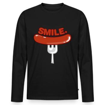 Happiness - Men's Premium Organic Long Sleeve Shirt - black - Front - Nico (187cm)