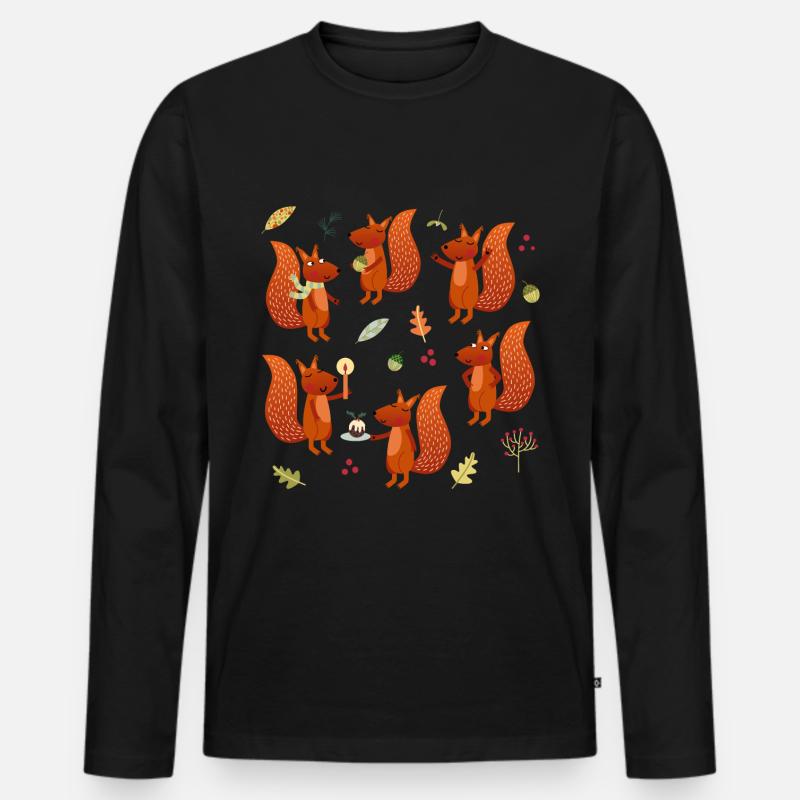 Eichhörnchen Party - Männer Premium Bio Langarmshirt - Schwarz