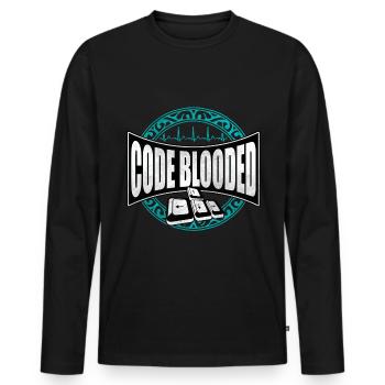 programmer - Men's Premium Organic Long Sleeve Shirt - black - Front - Nico (187cm)