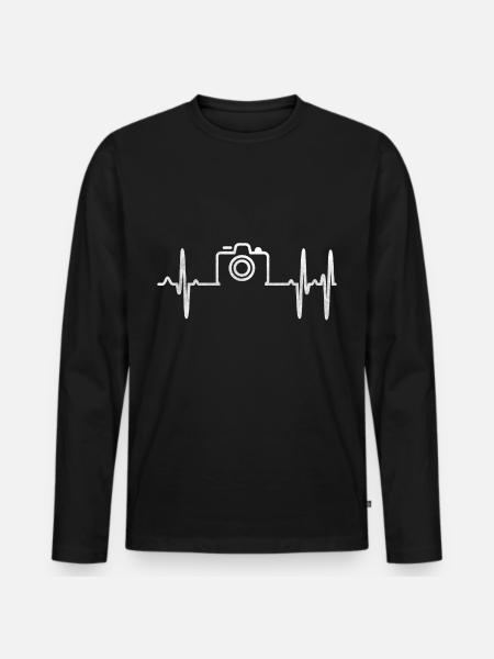 camera - Men's Premium Organic Long Sleeve Shirt - black