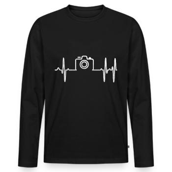 Camera Heartbeat Heart Passion Photographer Photo - Men's Premium Organic Long Sleeve Shirt - black - Front - Nico (187cm)