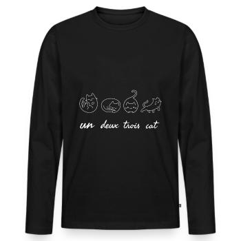 Un Deux Trois Cat - Men's Premium Organic Long Sleeve Shirt - black - Front - Nico (187cm)