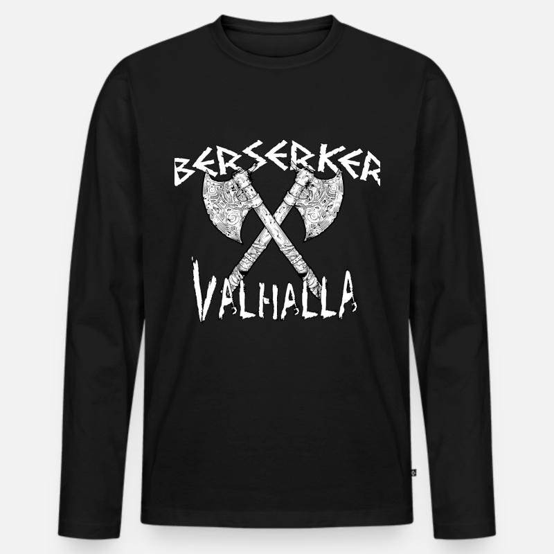 Berserker Valhalla - Männer Premium Bio Langarmshirt - Schwarz