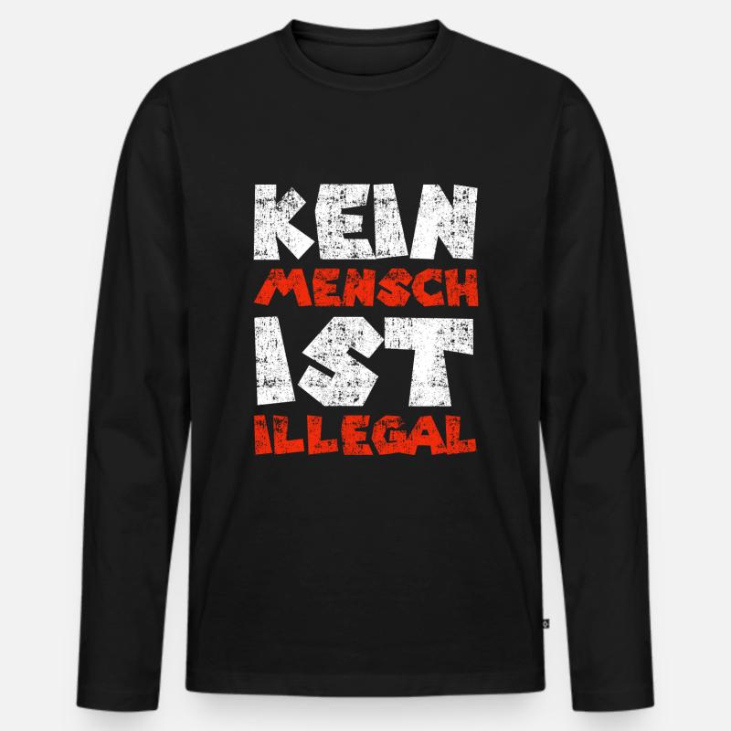 Kein Mensch ist illegal - Männer Premium Bio Langarmshirt - Schwarz