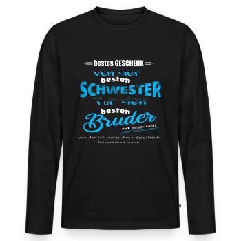 bestes Geschenk Schwester und Bruder - Männer Premium Bio Langarmshirt - Schwarz - Vorne - Nico (187cm)