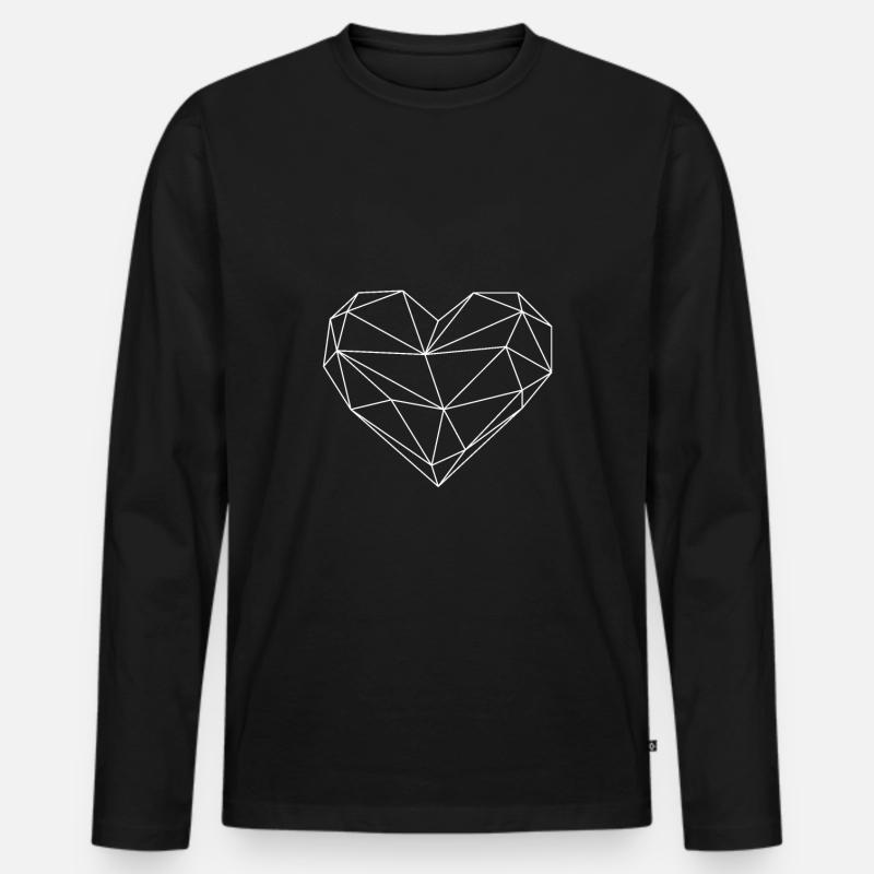 Weißes Herz - Männer Premium Bio Langarmshirt - Schwarz