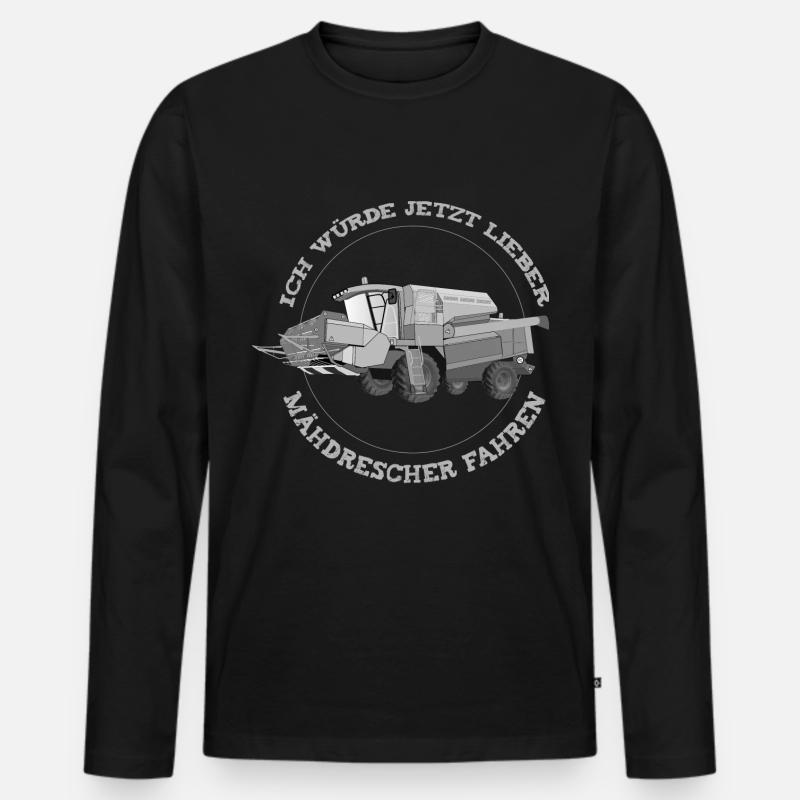Mähdrescher Bauer Landwirt Getreide dreschen - Männer Premium Bio Langarmshirt - Schwarz