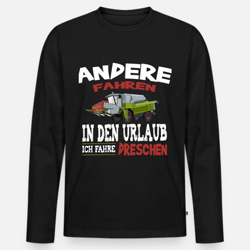 Mähdrescher Maehdrescher Landwirt Bauer - Männer Premium Bio Langarmshirt - Schwarz