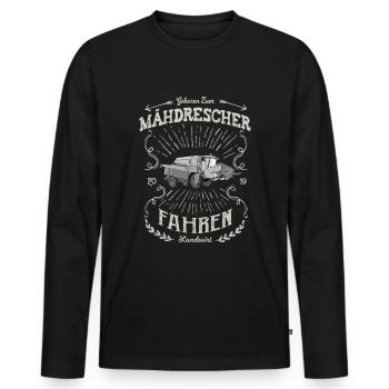 Mähdrescher Maehdrescher Landwirt Bauer - Männer Premium Bio Langarmshirt - Schwarz - Vorne - Nico (187cm)
