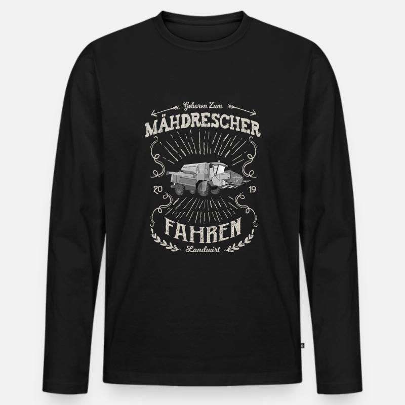 Mähdrescher Maehdrescher Landwirt Bauer - Männer Premium Bio Langarmshirt - Schwarz