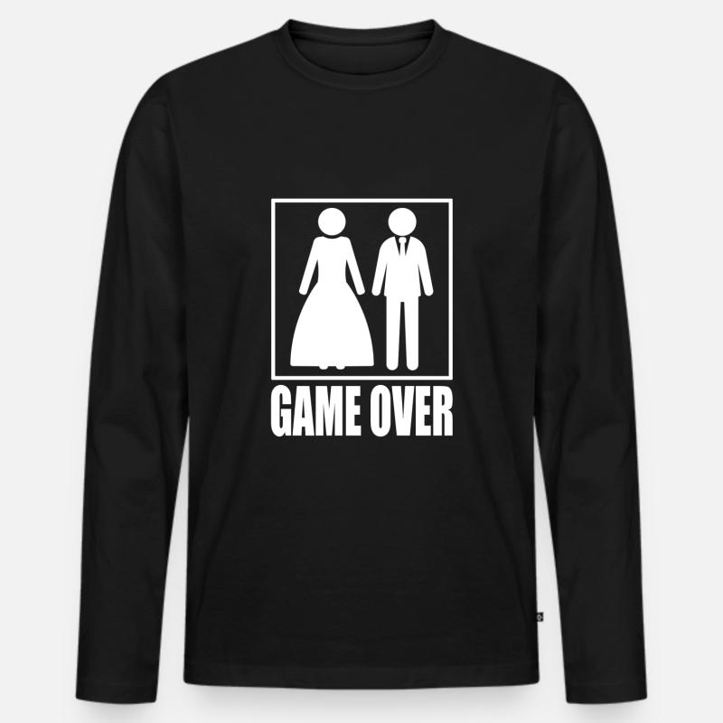 Game Over Hochzeit Spaß - Männer Premium Bio Langarmshirt - Schwarz