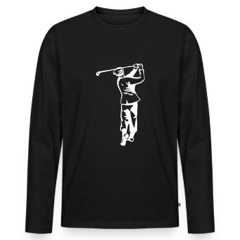 Golf - Golfen - Golfer - Männer Premium Bio Langarmshirt - Schwarz - Vorne - Nico (187cm)