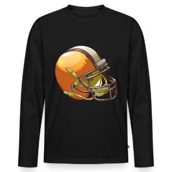 Football Helm - Männer Premium Bio Langarmshirt - Schwarz - Vorne - Nico (187cm)