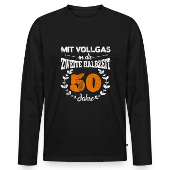 50. Geburtstag - Männer Premium Bio Langarmshirt - Schwarz - Vorne - Nico (187cm)