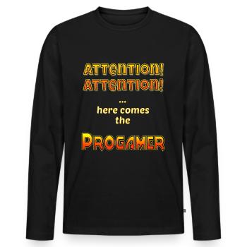 Attention Pro Gamer lustige Geschenkidee Zocker - Männer Premium Bio Langarmshirt - Schwarz - Vorne - Nico (187cm)