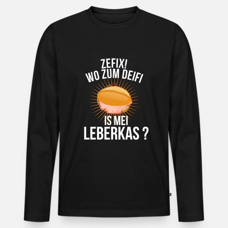 Leberkas - Männer Premium Bio Langarmshirt - Schwarz