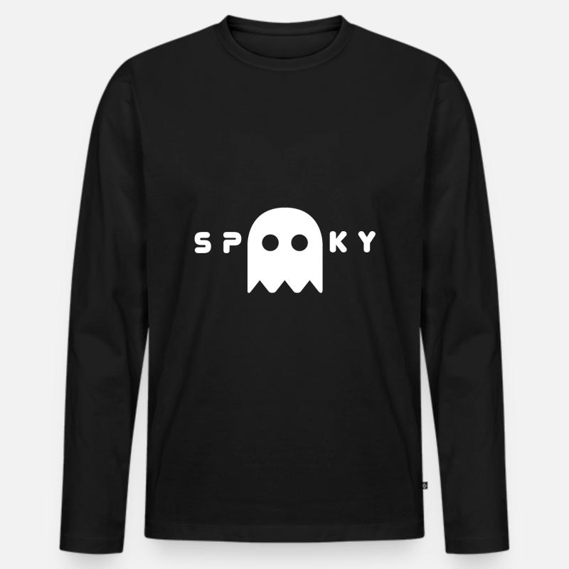 Spooky Gespenst - Männer Premium Bio Langarmshirt - Schwarz