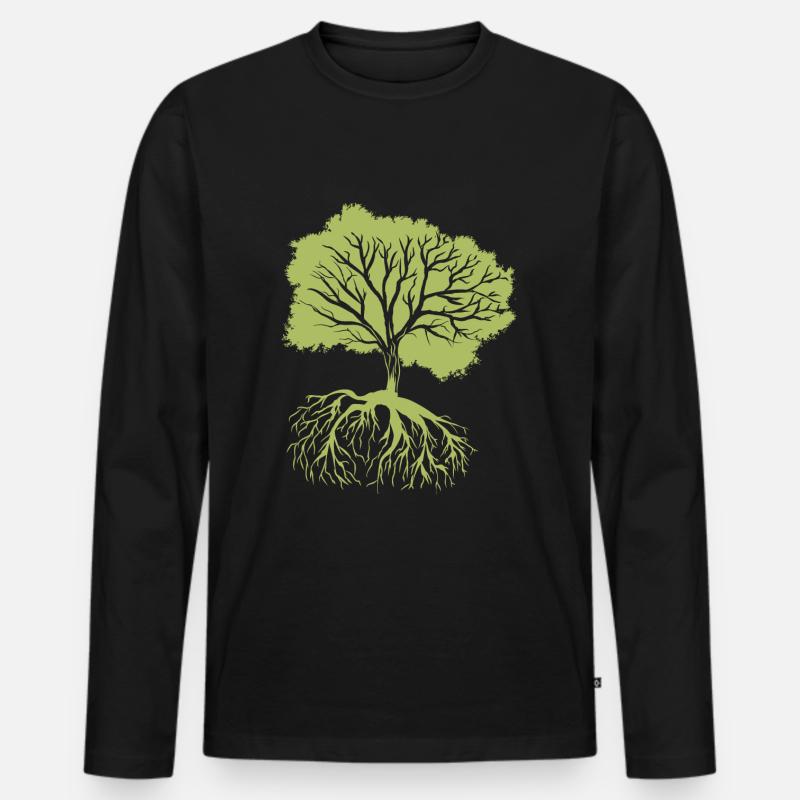 Double Sided Nature - Männer Premium Bio Langarmshirt - Schwarz
