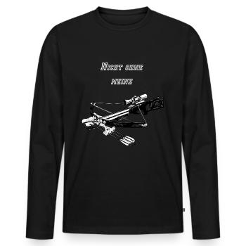 Nicht ohne meine Armbrust - Männer Premium Bio Langarmshirt - Schwarz - Vorne - Nico (187cm)