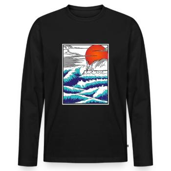 Asian tsunami - Men's Premium Organic Long Sleeve Shirt - black - Front - Nico (187cm)