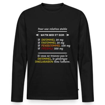 Relation stable - T-shirt manches longues Premium bio Homme - noir - Devant - Nico (187cm)