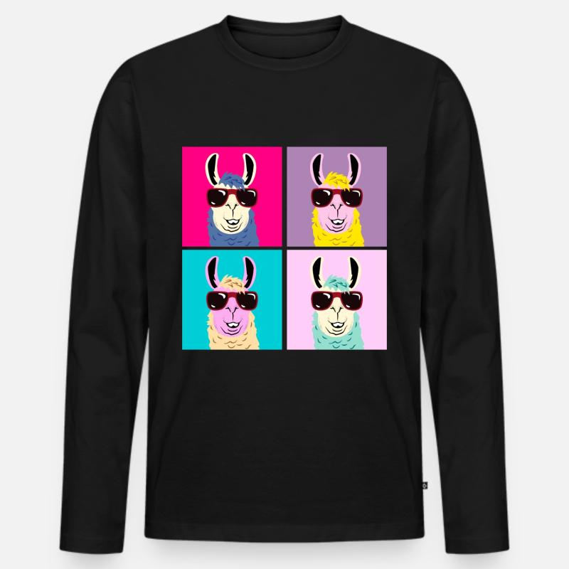 Llama - Männer Premium Bio Langarmshirt - Schwarz