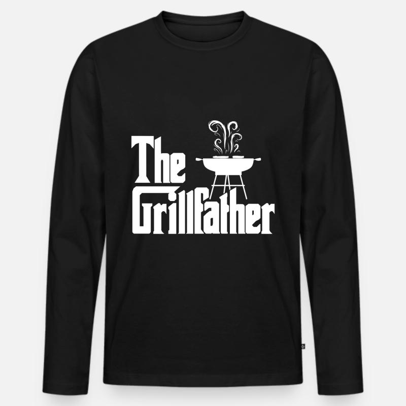 The Grillfather - Männer Premium Bio Langarmshirt - Schwarz