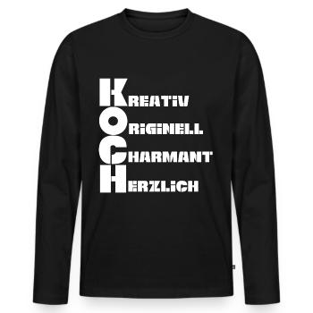 Koch - Männer Premium Bio Langarmshirt - Schwarz - Vorne - Nico (187cm)