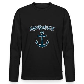 Hamburgerin Hamburg Hamburger Anker Geschenk - Männer Premium Bio Langarmshirt - Schwarz - Vorne - Nico (187cm)