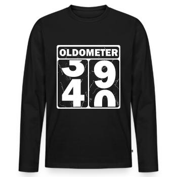 Oldometer - Männer Premium Bio Langarmshirt - Schwarz - Vorne - Nico (187cm)