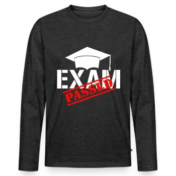 Exam passed. - Men's Premium Organic Long Sleeve Shirt - heather anthracite - Front - Nico (187cm)