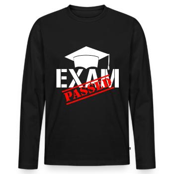 Exam passed. - Men's Premium Organic Long Sleeve Shirt - black - Front - Nico (187cm)