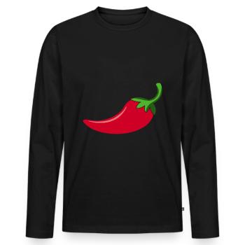 Scharfe Chilly - Männer Premium Bio Langarmshirt - Schwarz - Vorne - Nico (187cm)