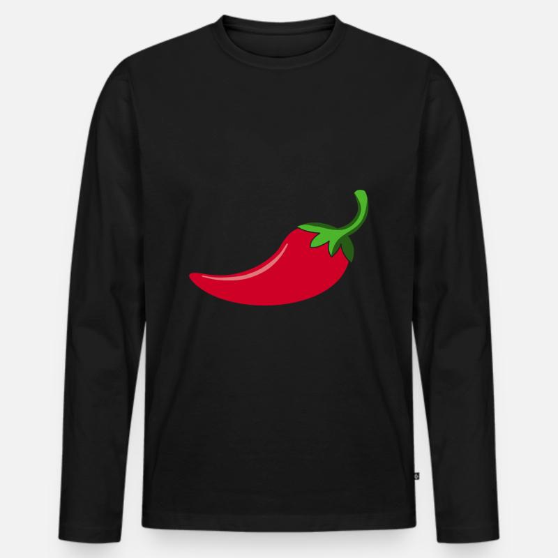 Scharfe Chilly - Männer Premium Bio Langarmshirt - Schwarz