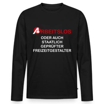 arbeitsamt arbeitslos hartz 4 - Männer Premium Bio Langarmshirt - Schwarz - Vorne - Nico (187cm)