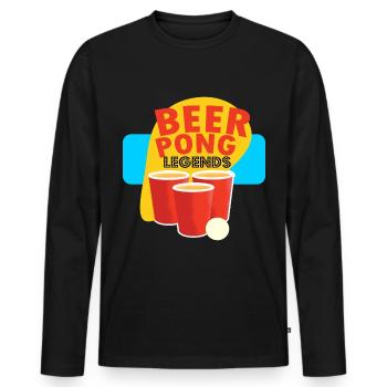 Beerpong - Männer Premium Bio Langarmshirt - Schwarz - Vorne - Nico (187cm)