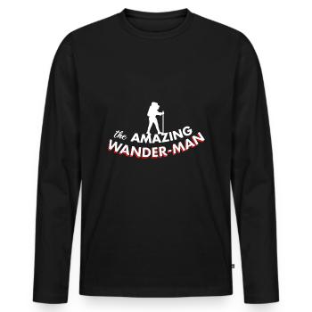 The Amazing Wander-Man - Männer Premium Bio Langarmshirt - Schwarz - Vorne - Nico (187cm)