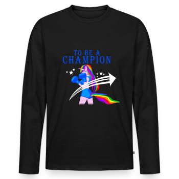 Sei ein Champion boxendes Einhorn - Männer Premium Bio Langarmshirt - Schwarz - Vorne - Nico (187cm)