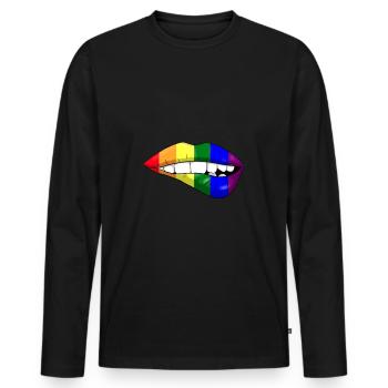 LGBT Lips - Men's Premium Organic Long Sleeve Shirt - black - Front - Nico (187cm)